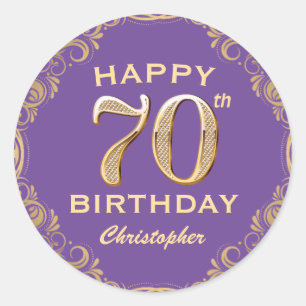 Sticker Rond 70e anniversaire de la Parties scintillant violet 