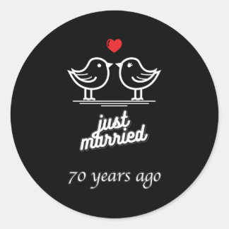 Sticker Rond 70E Anniversaire Du Mariage Marié Il Y A 70 Ans