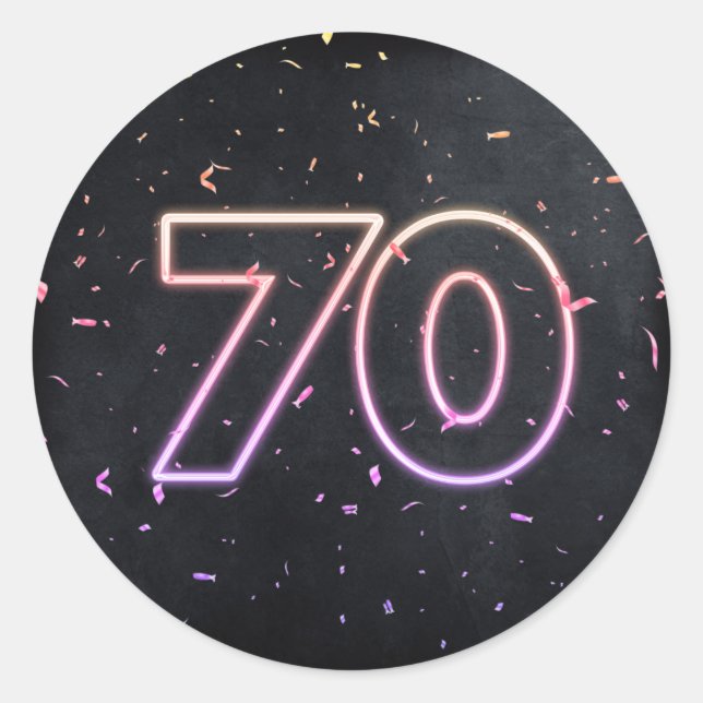 Sticker Rond 70e anniversaire néon Connexion Noir (Devant)