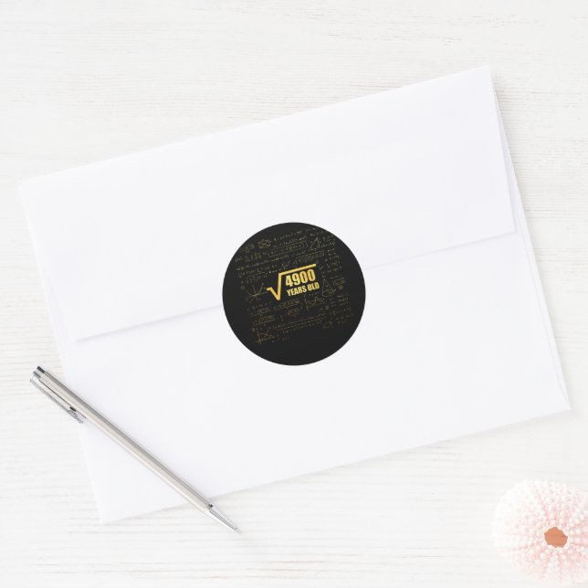 Sticker Rond 70e anniversaire racine Carré de 4900 70ans maths (Enveloppe)