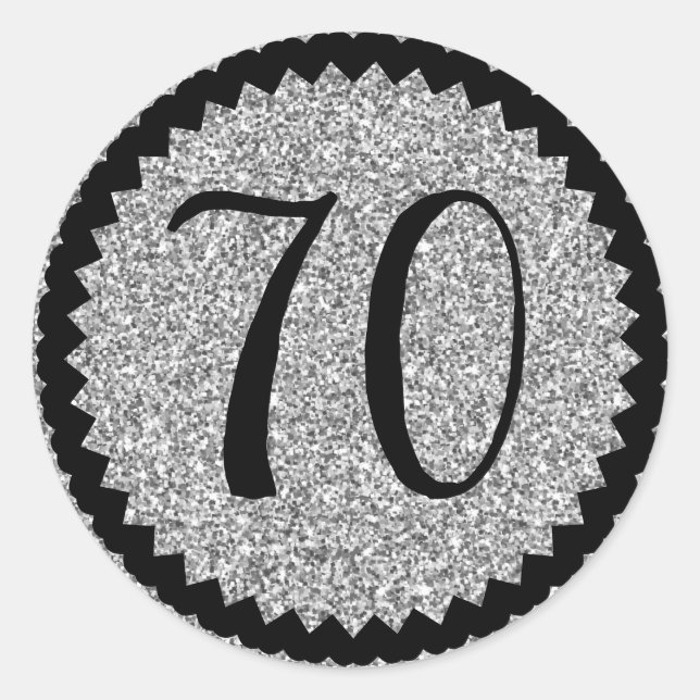 Sticker Rond 70e fête d'anniversaire Parties scintillant d'arge (Devant)