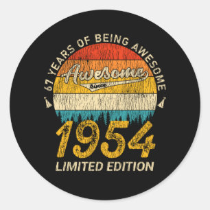 Sticker Rond 71 Ans 1954 Retro Awesome 71e anniversaire Cadeau