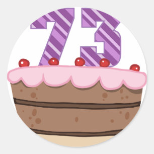 Sticker Rond 73 ans sur le gâteau d'anniversaire