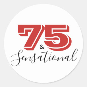 Sticker Rond 75 & SENSATIONNEL Noir & Rouge 75e anniversaire Mo