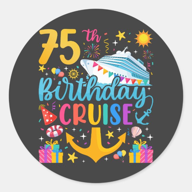 Sticker Rond 75e anniversaire Croisière B-Day Party (Devant)