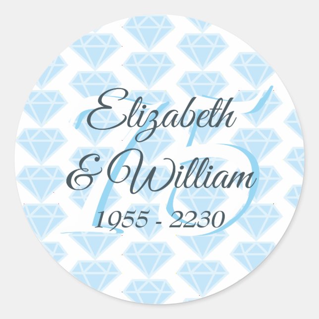 Sticker Rond 75e anniversaire du Mariage Célébration du diamant (Devant)
