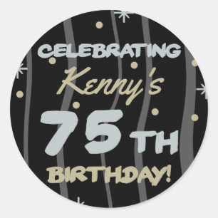 Sticker Rond 75th Birthday Party Ajouter votre nom
