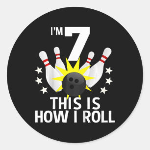 Sticker Rond 7 Ans Bowling Anniversaire Chemise de fête Comment