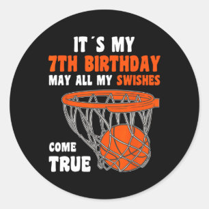 Sticker Rond 7 ans Joyeux 7e anniversaire Basketball 7e anniver