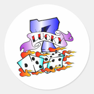 Sticker Rond 7 chanceux et tatouage de matrices