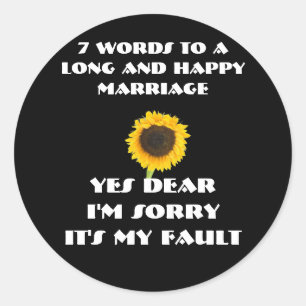 Sticker Rond 7 Mots Pour Un Mariage Long Et Heureux