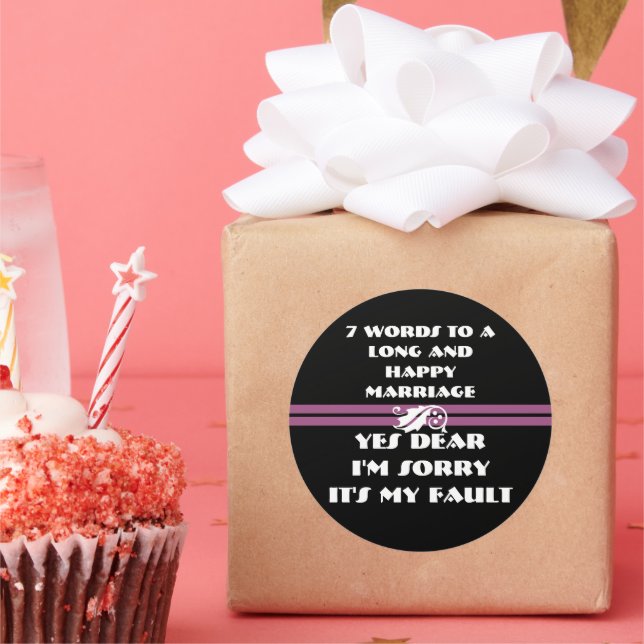 Sticker Rond 7 Mots Pour Un Mariage Long Et Heureux (Fête)