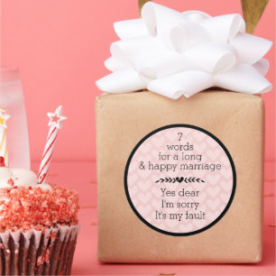 Sticker Rond 7 Mots Pour Un Mariage Long Et Heureux
