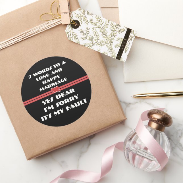 Sticker Rond 7 Mots Pour Un Mariage Long Et Heureux (Cadeaux)