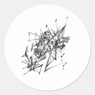 Sticker Rond 7 Tatouage Tribal Abstrait Noir et Blanc