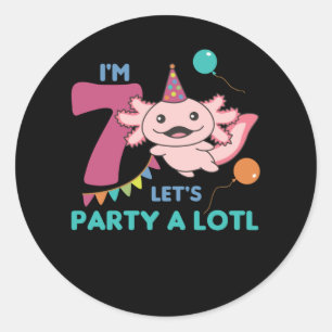Sticker Rond 7e anniversaire Axolotl Sept ans douces Axolotls