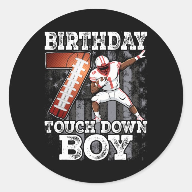 Sticker Rond 7e anniversaire Football Boy - 7 ans Kid Footba (Devant)