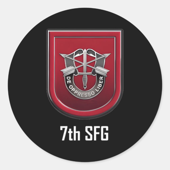 Sticker Rond 7E Unité Flash Des Forces Spéciales Sfg Beret (Devant)