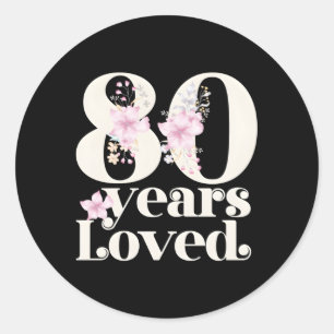 Sticker Rond 80 Ans Grand-Mère Aimée 80E Py 80