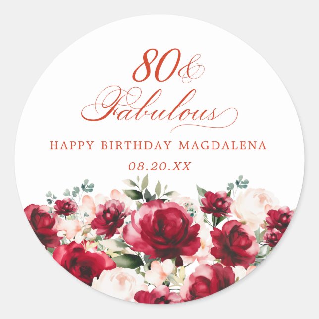 Sticker Rond 80 et fabuleux anniversaire Personnalisé (Devant)