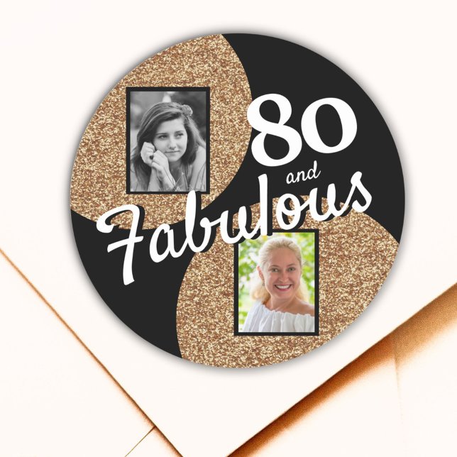 Sticker Rond 80 et Fabulous Gold Parties scintillant 2 Photo 80 (Créateur téléchargé)