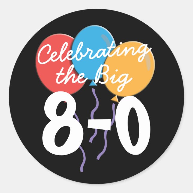 Sticker Rond 80e anniversaire célébrant les 80 grands autocolla (Devant)