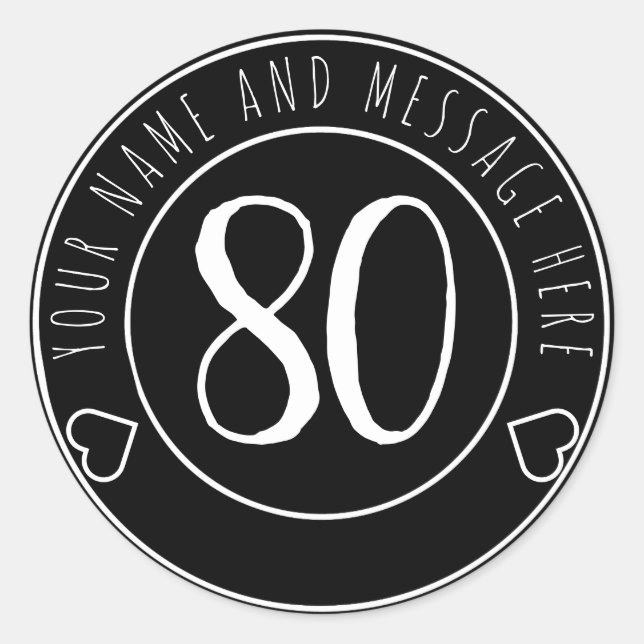 Sticker Rond 80e anniversaire Cool classique (Devant)