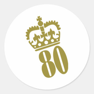 Sticker Rond 80e anniversaire - Numéro - Quatre-vingts