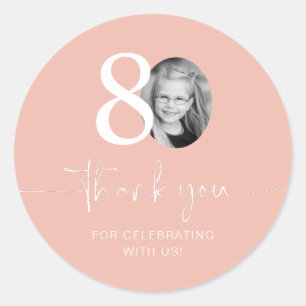 Sticker Rond 80e anniversaire rose Merci
