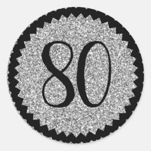 Sticker Rond 80e fête d'anniversaire Parties scintillant d'arge