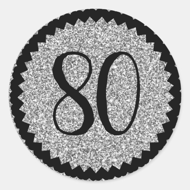 Sticker Rond 80e fête d'anniversaire Parties scintillant d'arge (Devant)