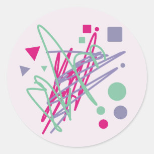 Sticker Rond 80s design quatre-vingts vintage splash medley art