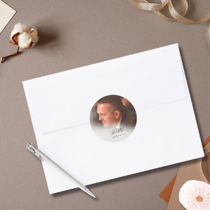Sticker Rond 80th Homme Birthday Simple Elegant Photo Poker Car