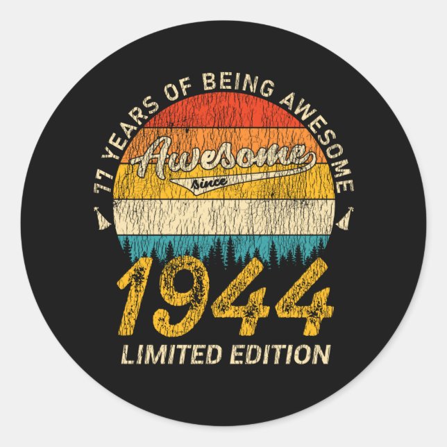 Sticker Rond 81 Ans Anniversaire 1944 Magnifique 81e anniversai (Devant)