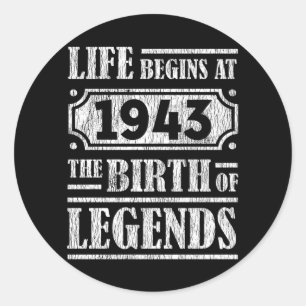 Sticker Rond 82 Ans 1943 Naissance De La Légende 82E Anniversai