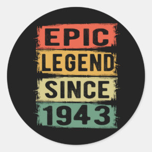 Sticker Rond 82 Ans Anniversaire 1943 Epic Legend 82e Anniversa