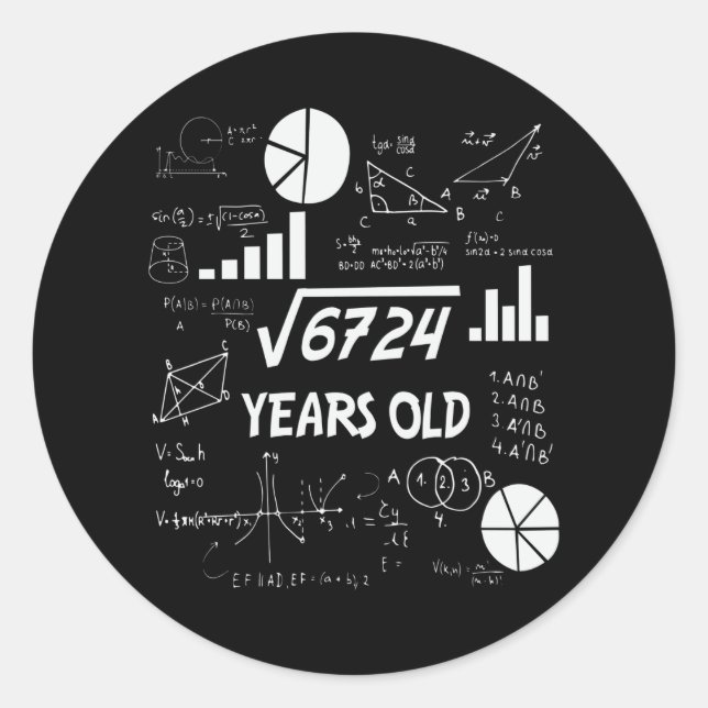Sticker Rond 82 Ans Enseignant en mathématiques Anniversaires 8 (Devant)