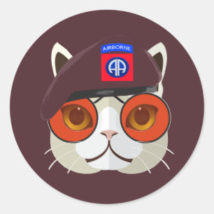 Sticker Rond 82e division aéroportée Cool Cat