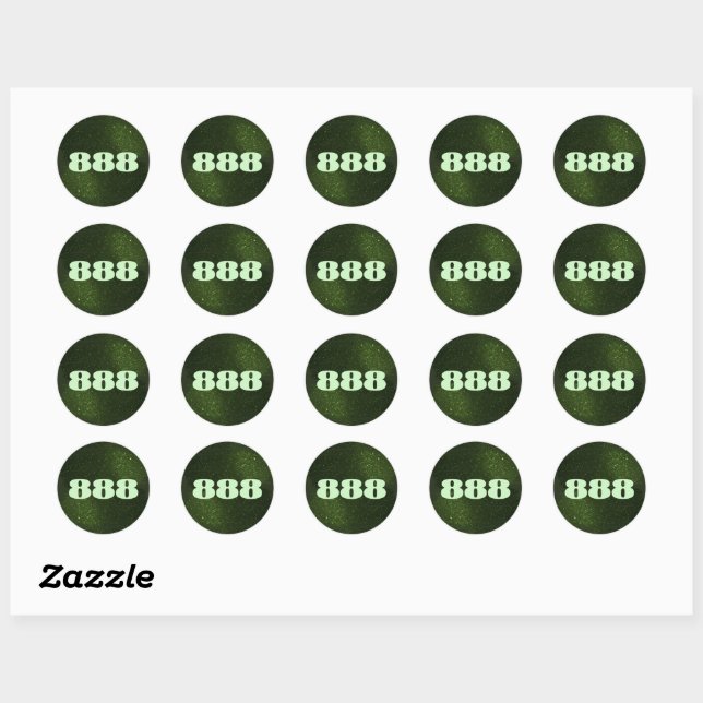 Sticker Rond 888 Numéro de Parties scintillant verte Manifestat (Feuille)