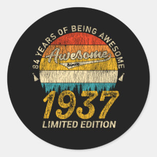 Sticker Rond 88 Ans Anniversaire 1937 Magnifique 88e anniversai