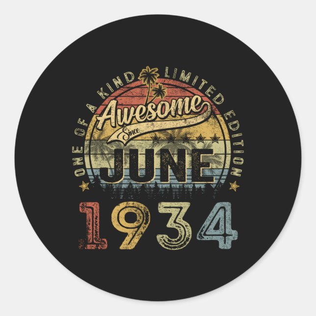 Sticker Rond 89E Impressionnant Depuis Juin 1934 89 (Devant)