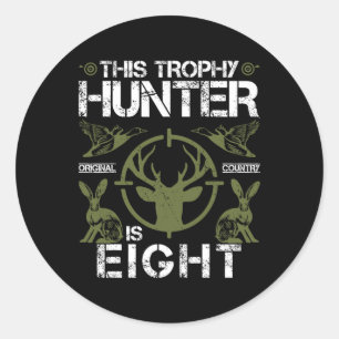 Sticker Rond 8 Anniversaire Chasse au canard Chasseur de cerfs