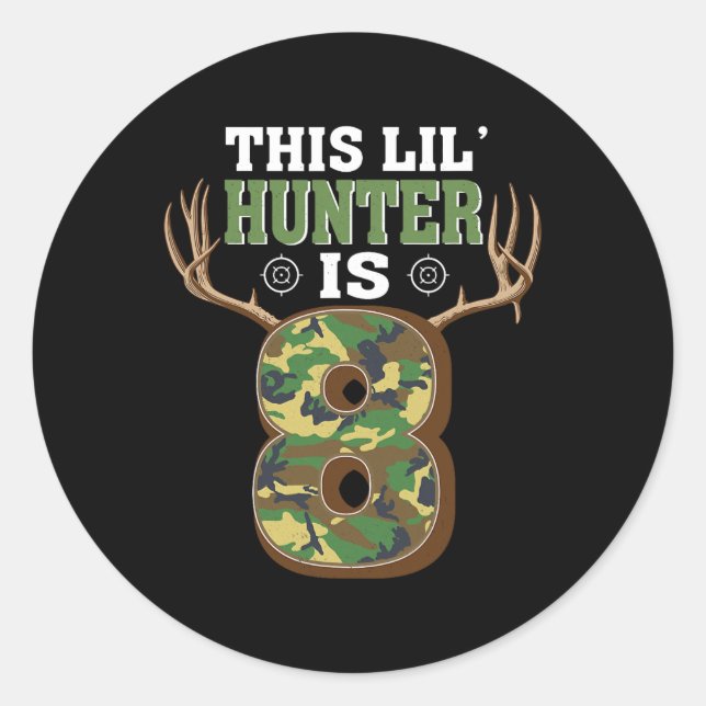 Sticker Rond 8 Anniversaire Chasse Cerf 8 Anniversaire Chasseur (Devant)