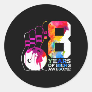 Sticker Rond 8 ans d'être génial Bowling 8e anniversaire