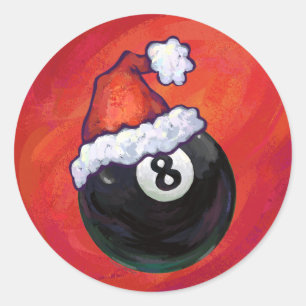 Sticker Rond 8 Balle Noël Casquette rouge