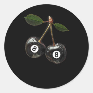 Sticker Rond 8 Billard Billard Joueur Cerises