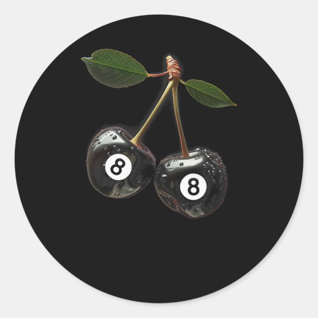 Sticker Rond 8 Billard Billard Joueur Cerises (Devant)