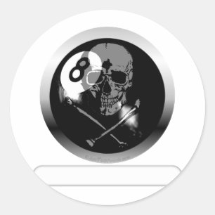 Sticker Rond 8 crâne de balle et os croisés