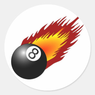 Sticker Rond 8Balle avec flammes