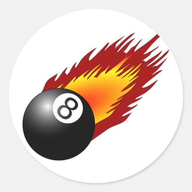 Sticker Rond 8Balle avec flammes (Devant)